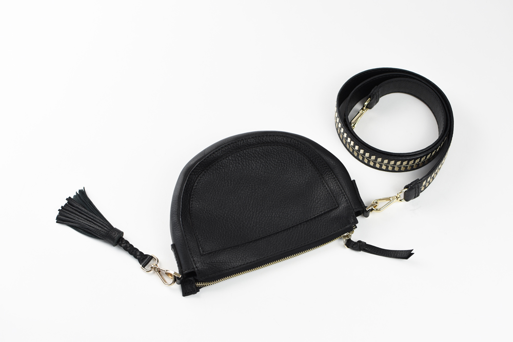 Womens Leather Black Fringe Crossbody Bag With Metal Tassel Shoulder H –  igemstonejewelry